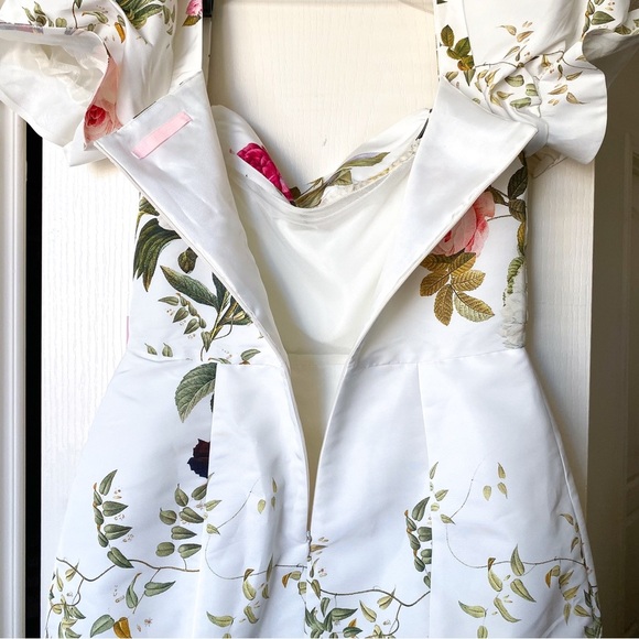 Damaris Bailey Rose Mini Dress Faille Wedding White Floral XL NWT - Picture 7 of 10